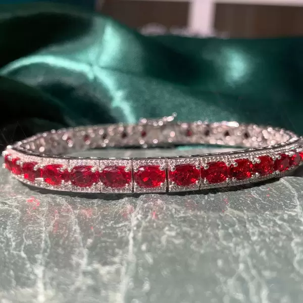 18ctw Cushion Cut Ruby Three-row Bracelet
