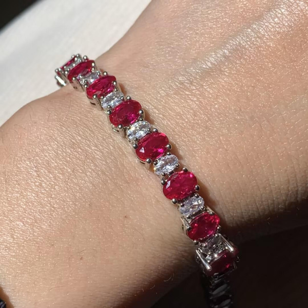 21ctw Oval Cut Ruby Tennis Bracelet