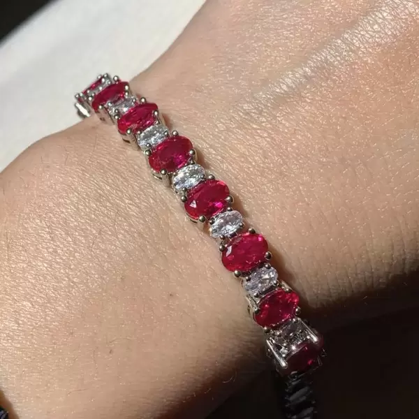 21ctw Oval Cut Ruby Tennis Bracelet