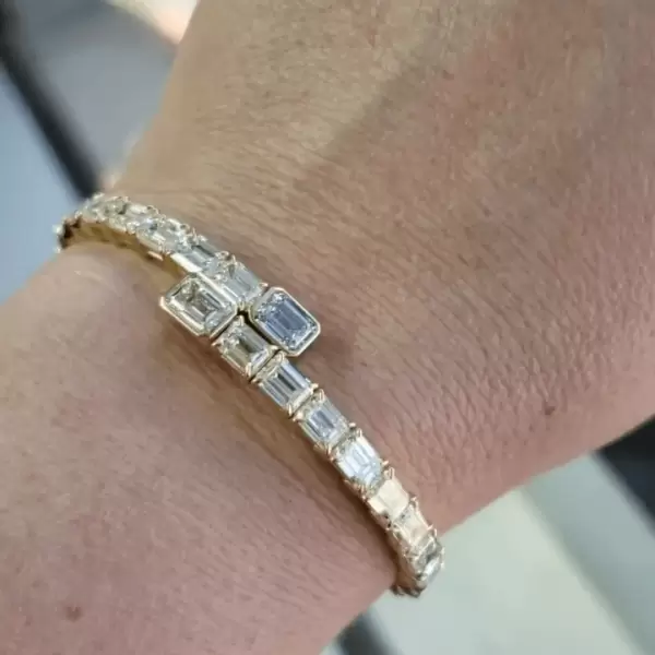 Emerald Cut White Sapphire Open Bracelet