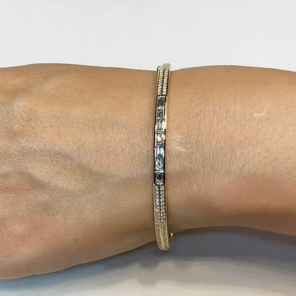 Baguette Cut White Sapphire Tennis Bangle