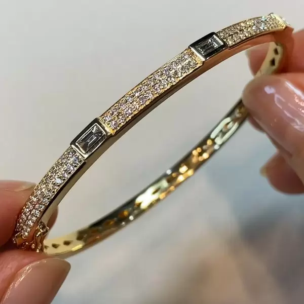 Baguette Cut White Sapphire Classic Tennis Bangle