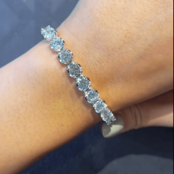 12ct Round Cut White Sapphire Bracelet  
