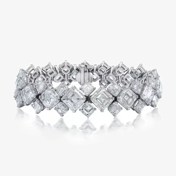 43.7ctw Asscher Cut White Sapphire Bracelet