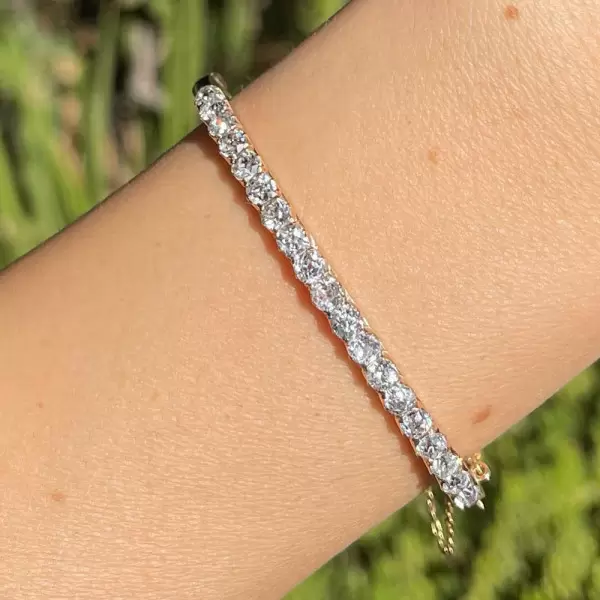 4.5ctw Round Cut White Sapphire Tennis Bangle Bracelet