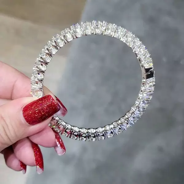 30ctw Round Cut White Sapphire Tennis Bangle Bracelet