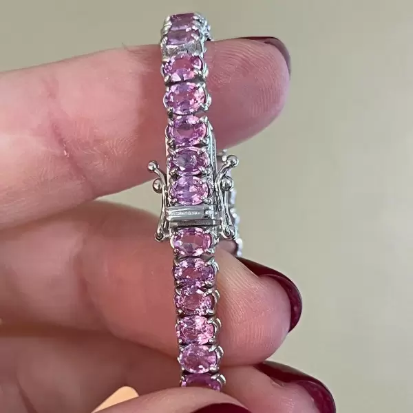 12CTW Oval Cut Pink Sapphire Tennis Bracelet