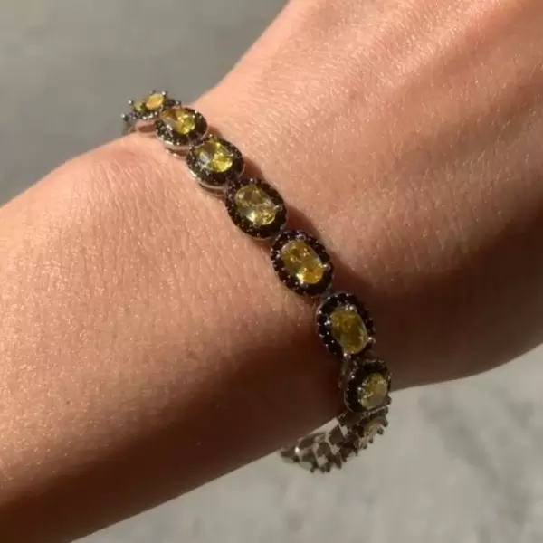 Halo Yellow Sapphire Unisex Tennis Bracelet