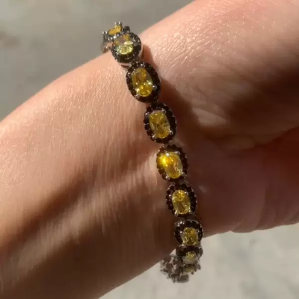 Halo Yellow Sapphire Unisex Tennis Bracelet
