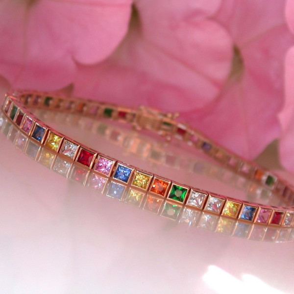 22.5ctw Multicolor Sapphire Tennis Bracelet
