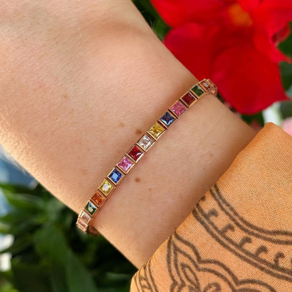 22.5ctw Multicolor Sapphire Tennis Bracelet