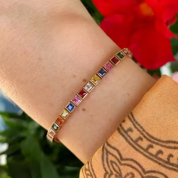 22.5ctw Multicolor Sapphire Tennis Bracelet