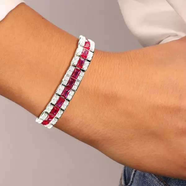Vintage 27ctw Emerald Cut Ruby Bracelet