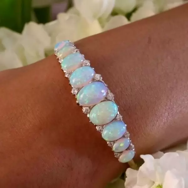 Victorian Style Oval Cut Opal Bangle Braclet