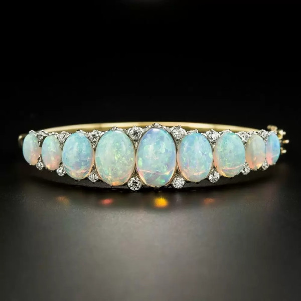 Victorian Style Oval Cut Opal Bangle Braclet