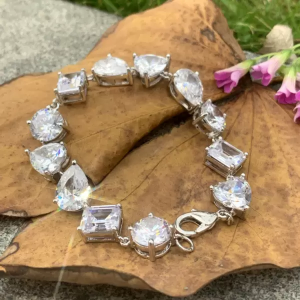 73ctw Multicul-Cut White Sapphire Statement Bracelet