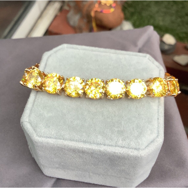 40ctw Round Cut Yellow Sapphire Tennis Bracelet