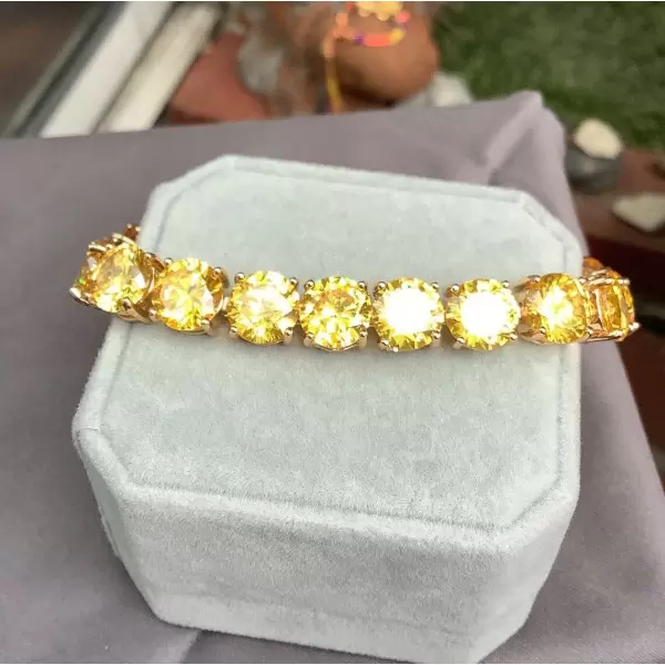 40ctw Round Cut Yellow Sapphire Tennis Bracelet