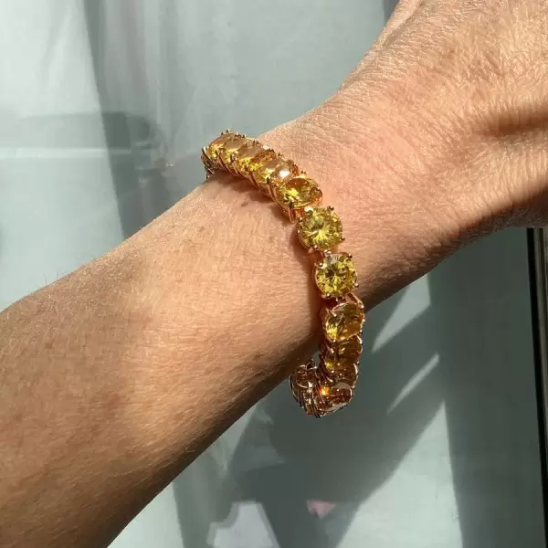40ctw Round Cut Yellow Sapphire Tennis Bracelet