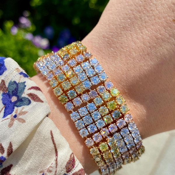 20ctw Three-Row Round Cut Statement Bracelet
