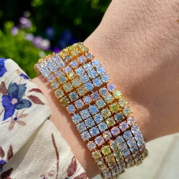 20ctw Three-Row Round Cut Statement Bracelet