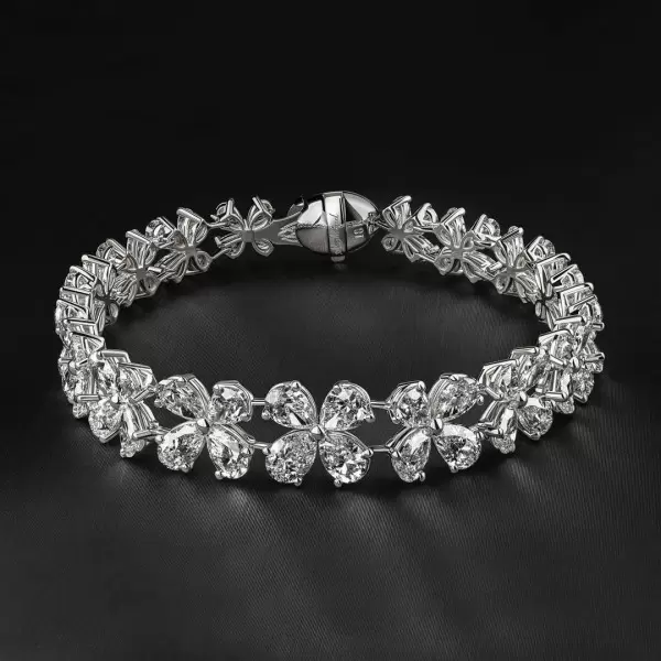 16ctw Pear Cut White Sapphire Floral Bracelet