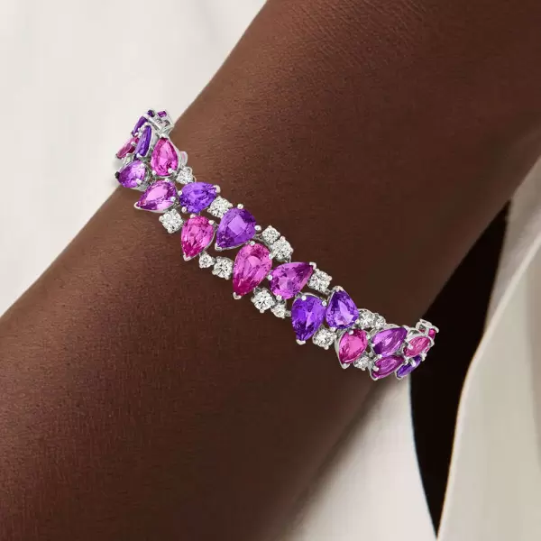 46ctw Pear Cut Amethyst and Ruby Statement Bracelet