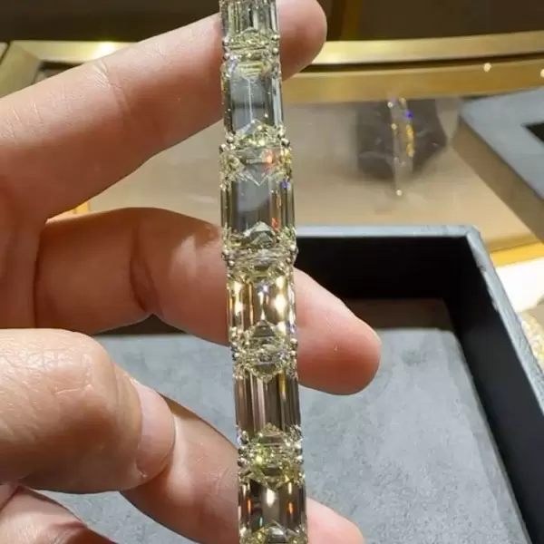 78ctw Emerald Cut White Sapphire Statement Bracelet