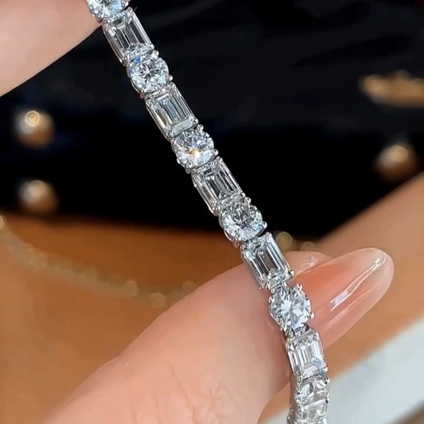 14ctw Round and Emerald Cut Tennis Bracelet