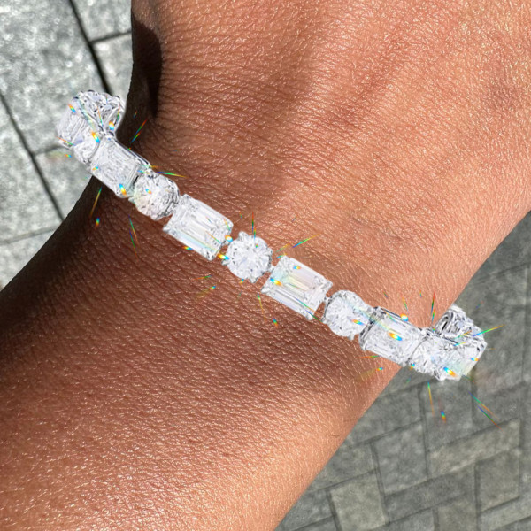 14ctw Round and Emerald Cut Tennis Bracelet
