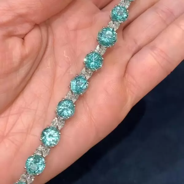 30ctw Round Cut Paraiba Tourmaline Bracelet