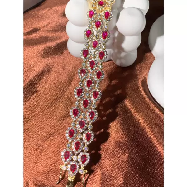 30ctw Halo Pear Cut Ruby Statement Bracelet