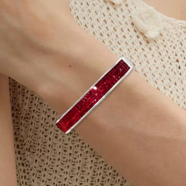 20ctw Princess Cut White Sapphire and Ruby Bangle