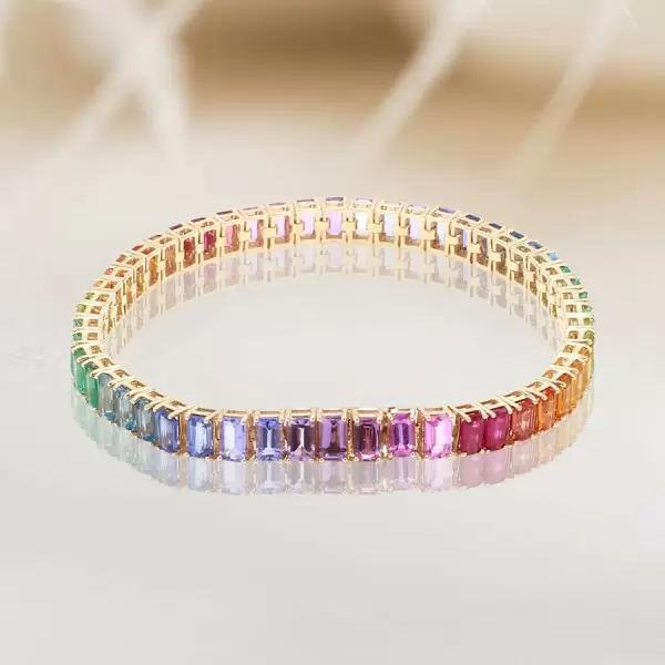 28ctw Classic Multicolor Sapphire Rainbow Statement Bracelet