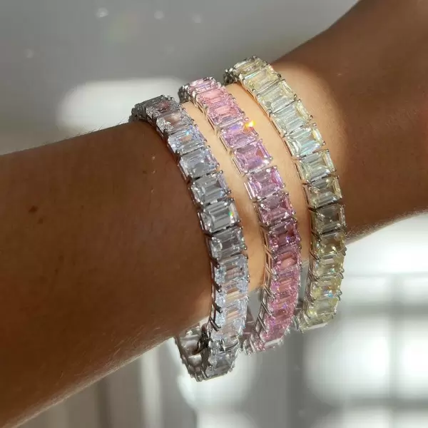 50ctw Emerald Cut Unisex Tennis Bracelet