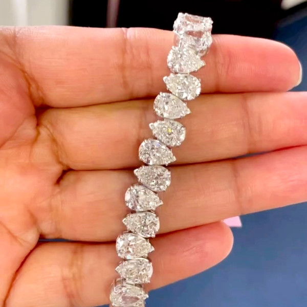 22ctw Pear Cut White Sapphire Tennis Bracelet