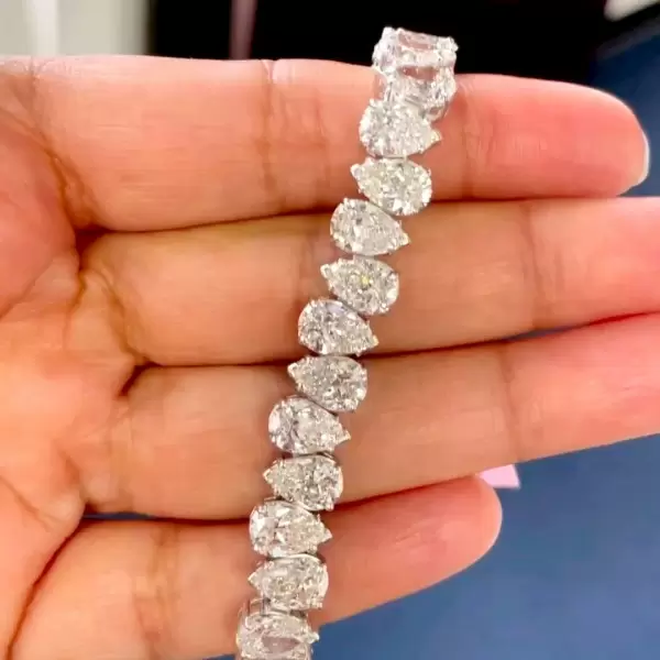 22ctw Pear Cut White Sapphire Tennis Bracelet