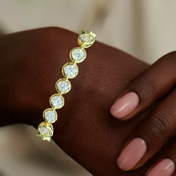 15ctw White Sapphire Pillow Bezel Set Tennis Bracelet