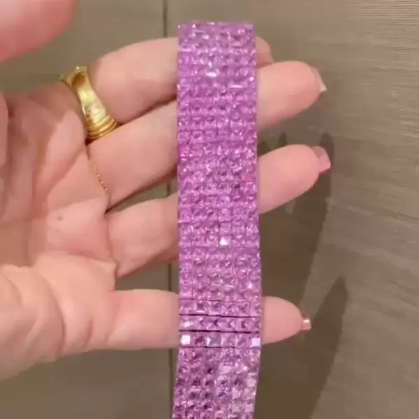 90ctw Princess Cut Vivid Pink Sapphire Six-Row Bracelet