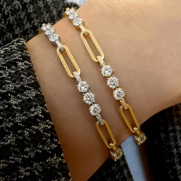 10ctw Round Cut White Sapphire Paperclip Link Bracelet
