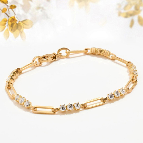 10ctw Round Cut White Sapphire Paperclip Link Bracelet