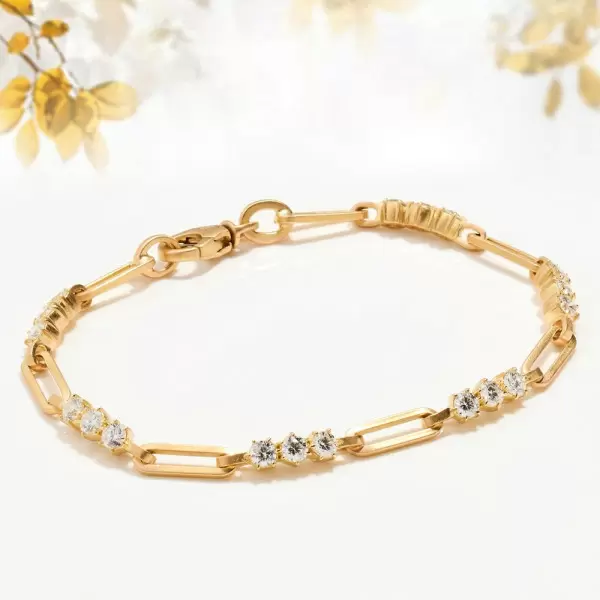 10ctw Round Cut White Sapphire Paperclip Link Bracelet