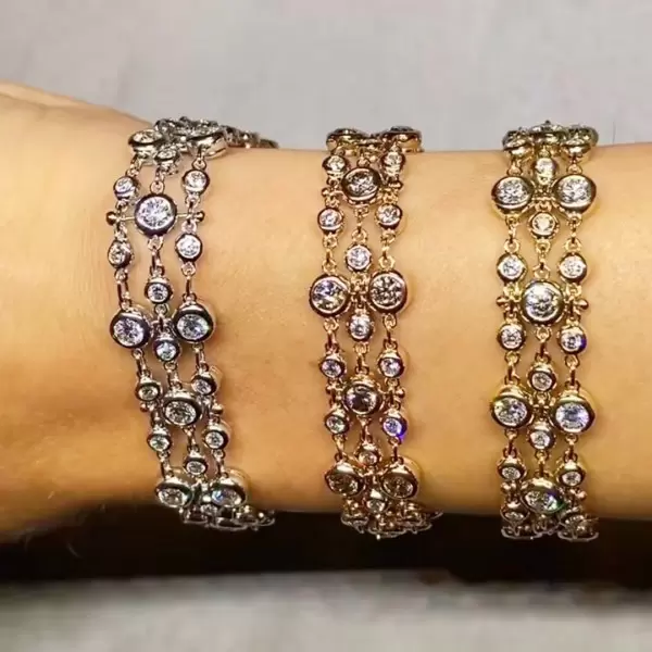 35ctw Round Cut Three Row Bubble Bracelet