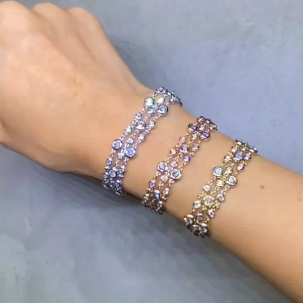35ctw Round Cut Three Row Bubble Bracelet