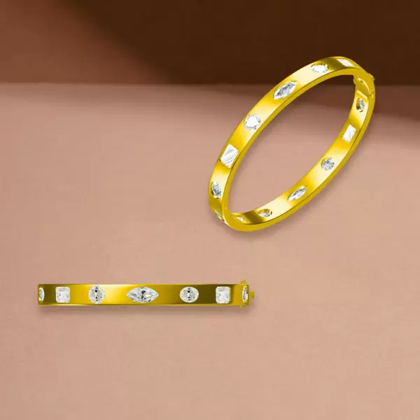 8ctw Bezel Set Multicut White Sapphire Polished Bangle