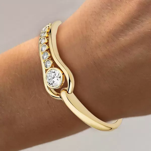 7ctw Round Cut Bezel Set Asymmetric Bangle