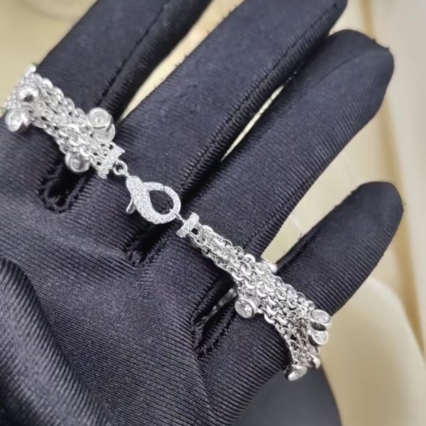 Bezel Set Dangles 5-Strand Layered Bracelet