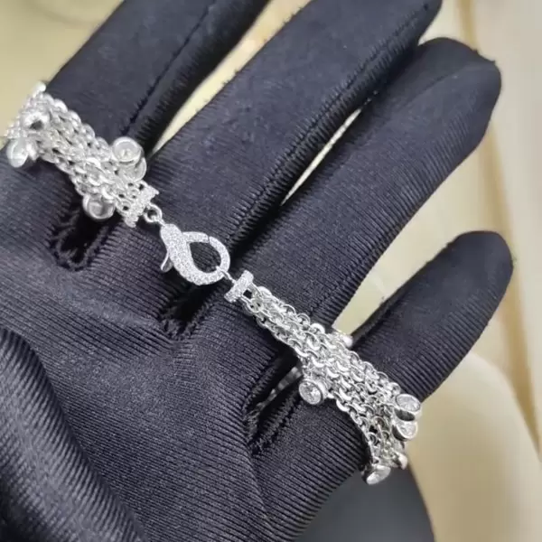 Bezel Set Dangles 5-Strand Layered Bracelet
