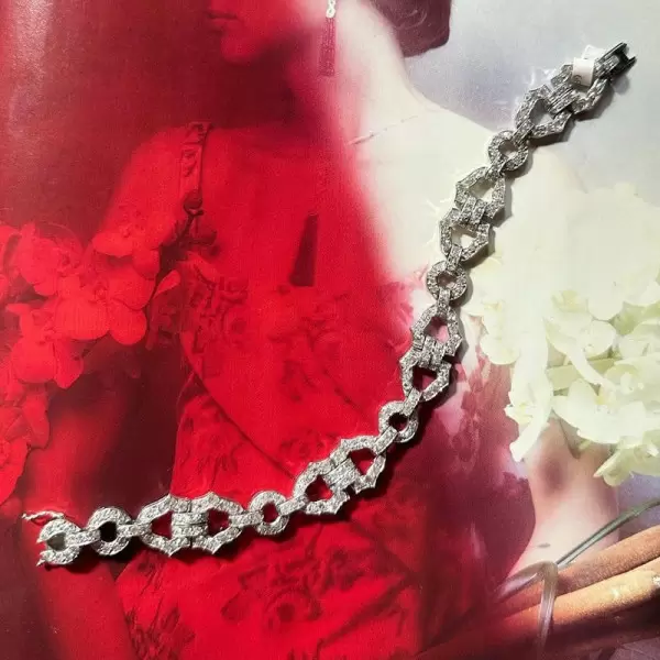12ctw Round Cut Art-deco Vintage Link Bracelet
