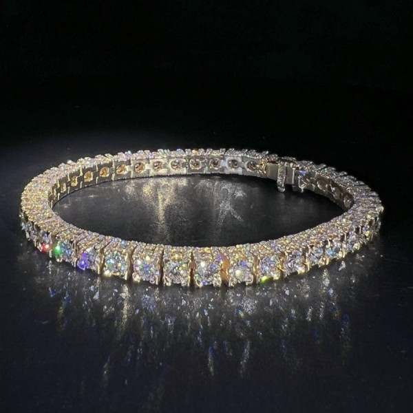 60ctw 9MM Round Cut Allover Paved Statement Bracelet